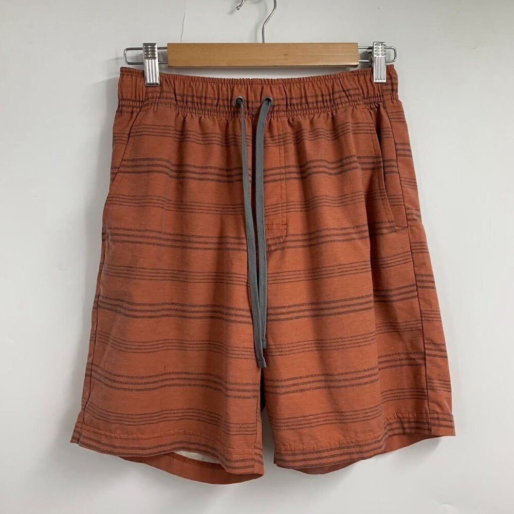 Prana men's  Metric E-Waist Red Clay Stripe 1969451 Boardshort Size‎ S